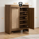Axyaa 24 Pair Shoe Storage Cabinet, Rattan Doors, 6-Tier Farmhouse Style