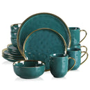 Axyaa Green Porcelain Dinnerware Set - 16/32 Piece Tableware with Gold Trim.