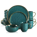 Axyaa Green Porcelain Dinnerware Set with Gold Trim - 16/32 Piece Tableware