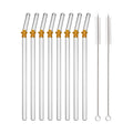 Axyaa Glass Drinking Straws Set with Brush - Bent Milk Shake & Cocktail Straw