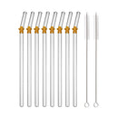 Axyaa Glass Drinking Straws Set with Brush - Bent Milk Shake & Cocktail Straw