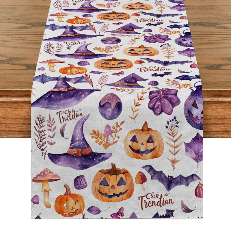 Axyaa Halloween Pumpkin Head Table Runner Dining Table Decorations