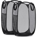 Axyaa Collapsible Mesh Laundry Basket with Side Pocket for Breathable Clothes Storage