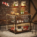 Axyaa L-Shaped Home Bar Unit with Storage Shelves and Wine Glasses Holder