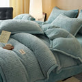 Axyaa Winter Fleece Jacquard Bedding Set: Duvet Cover, Flannel Flat Sheet, Pillowcase
