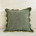 Axyaa Cozy Scalloped Pillow Cover in Orange, Mustard, Green, and Coffee Shades