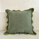 Axyaa Cozy Scalloped Pillow Cover in Orange, Mustard, Green, and Coffee Shades