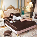 Axyaa Satin Silky Fitted Bed Sheet Set - Luxury Solid Color Sheets & Pillow Cases