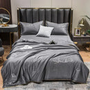 Axyaa Ice Silk Embroidered Quilt Set - Luxury European Style Cooling Blanket