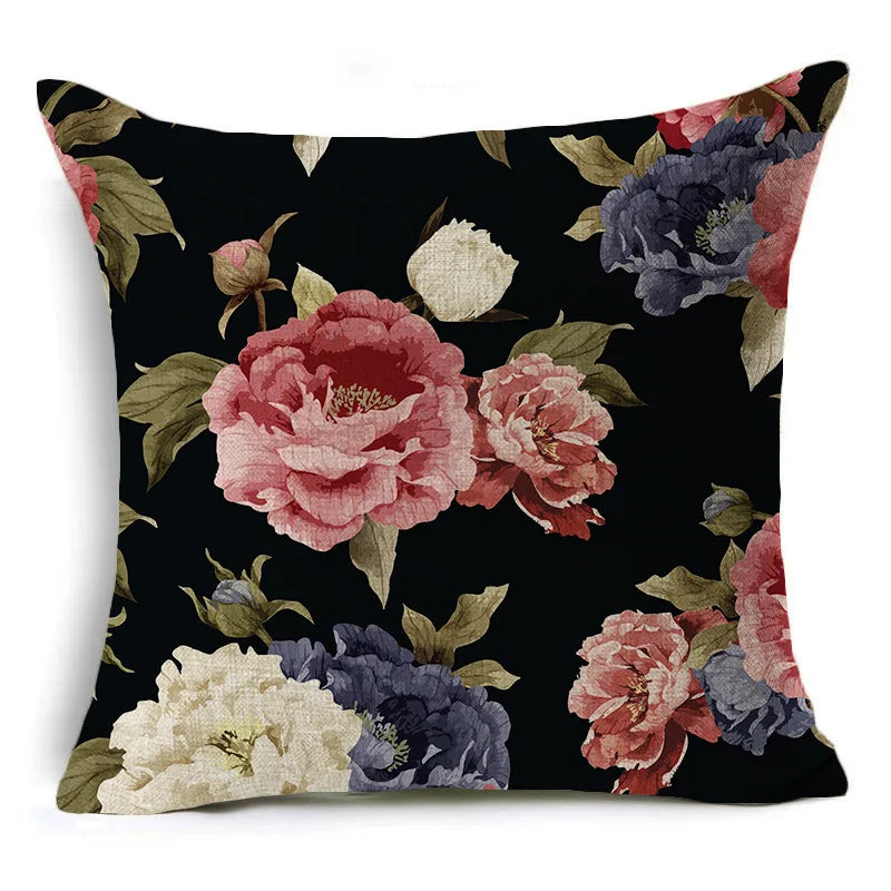 Axyaa Black Rose Pillowcase: Home & Office Sofa Cushion Cover, Wholesale Decoration