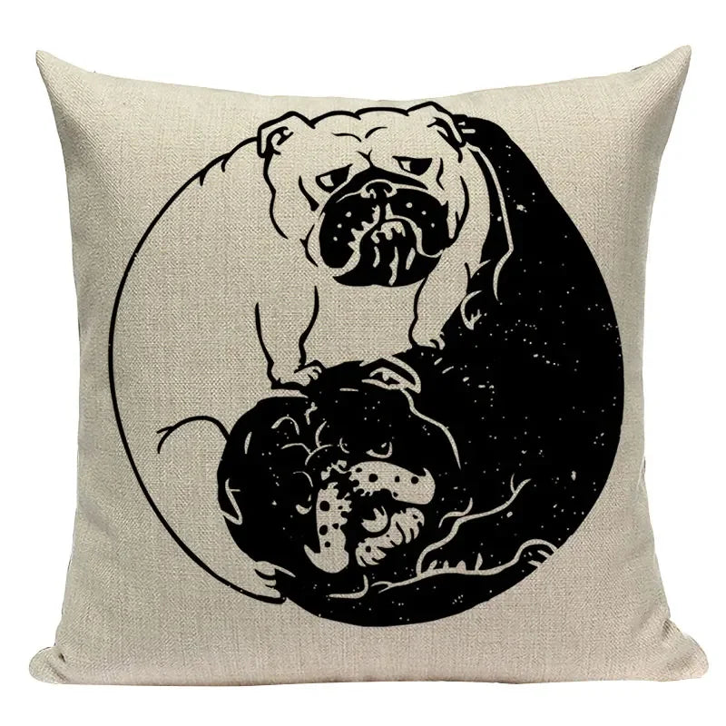 Axyaa Pug Dog Sport Symmetry Cushion Cover Pillow Case