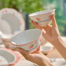 Axyaa Strawberry Hand-painted Ceramic Tableware Set for Household Dinner Plates