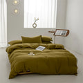 Axyaa Solid Color Washed Cotton Duvet Cover Set with Pillow Case