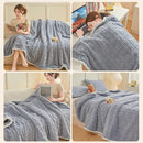 Axyaa Cartoon Bear Velvet Blanket: Soft Coral Fleece Throws for Sofa, Single/Double Size