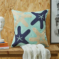 Axyaa Sea Starfish Navy Blue & Yellow Cushion Cover 45x45cm