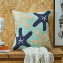 Axyaa Sea Starfish Navy Blue & Yellow Cushion Cover 45x45cm