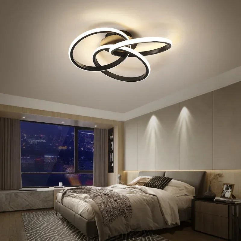 Axyaa Shamrock LED Ceiling Light Black Gold Modern Lamps for Home Decor