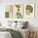 Boho Green Canvas Print Posters Tropical Leaves Abstract Shapes Illustrations Wall Art by Axyaa