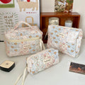 Axyaa Floral Cosmetic Bag Set - 3pcs Portable Toiletry Organizer for Women