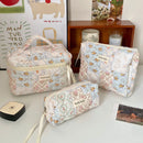 Axyaa Floral Cosmetic Bag Set - 3pcs Portable Toiletry Organizer for Women