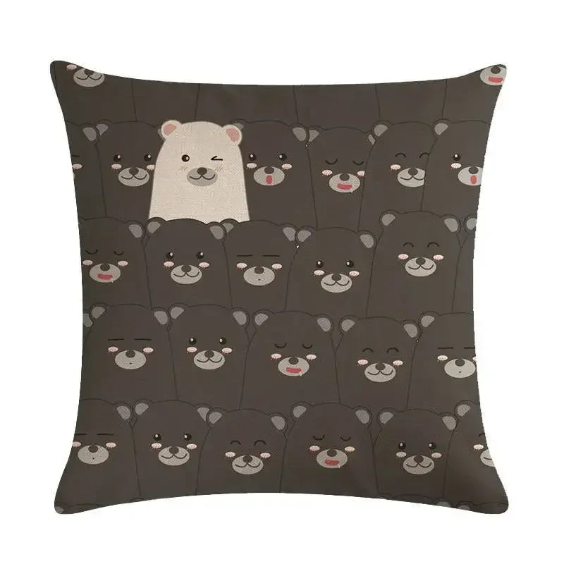 Nordic Cartoon Animal Print Linen Pillowcase for Axyaa Brand