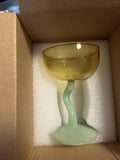 Axyaa 8oz Twisted Stem Champagne Coupes - Set of 1 Piece Glass Stemware