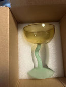 Axyaa 8oz Twisted Stem Champagne Coupes - Set of 1 Piece Glass Stemware