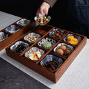 Axyaa Solid Wood Tea & Fruit Tray with Grid Plates