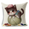 Axyaa Retro Cat Pillow Cover for Sofa Decor, Boho Style Pillowcase