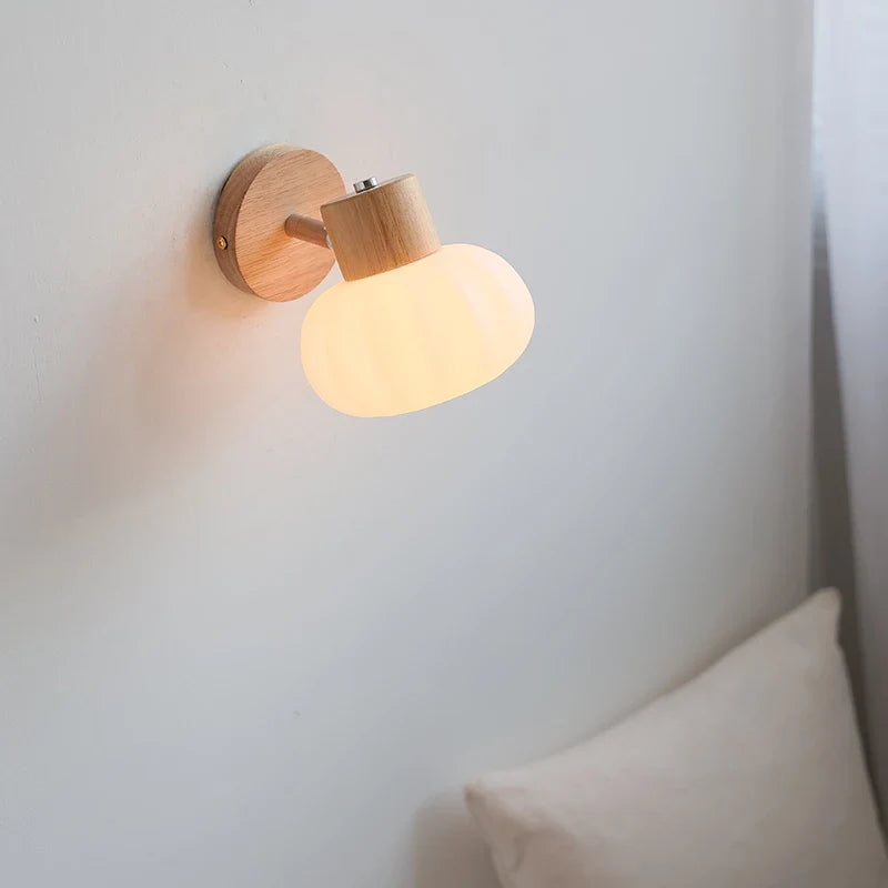 Axyaa White Pumpkin LED Wall Sconce Light for Children's Bedroom Decoration
