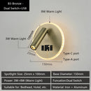 Axyaa LED Wall Sconce Lamp with Dual USB Ports & Adjustable Reading Lights