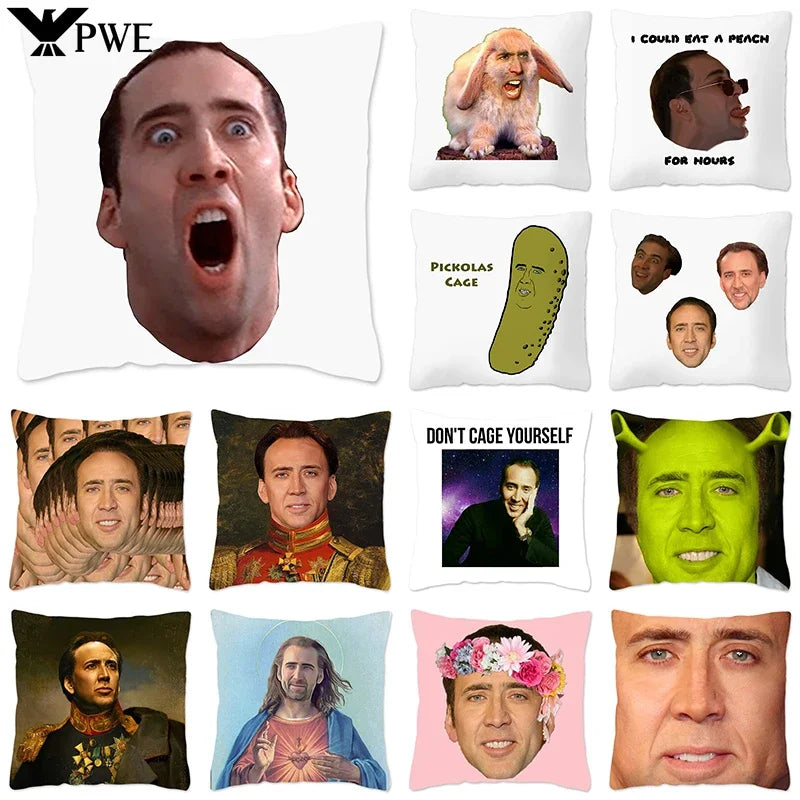 Nicolas Cage Sofa Pillow Cover by Axyaa - Home Decor Actor Cushion Case