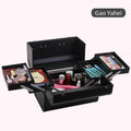 Axyaa Large Portable Makeup Train Case with 4 Trays - Professional Cosmetic Storage Box