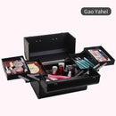 Axyaa Large Portable Makeup Train Case with 4 Trays - Professional Cosmetic Storage Box