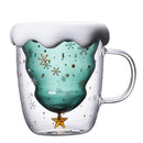 Axyaa Double Layer Christmas Star Wish Glass Mug with Lid