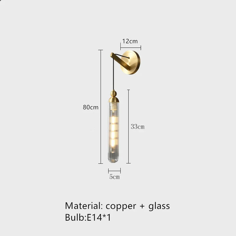 Axyaa Clear Glass Wall Lamp Gold Black Metal Sconce Surface Mount