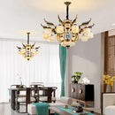 Axyaa Jade Chandelier: Chinese Style Duplex Copper Lamp for Villa Living Room