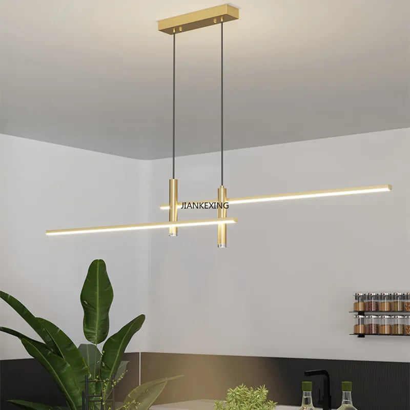 Axyaa Black Gold LED Pendant Chandelier for Dining Room & Kitchen Lighting