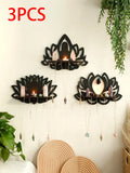 Axyaa Black Lotus Crystal Wall Shelf: Boho Floating Shelves for Aesthetic Décor