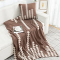 Axyaa Deer Plush Geometric Knitted Jacquard Blanket - Soft & Cozy Office Nap Blanket
