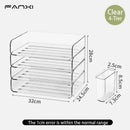 Acrylic Desk File Organizer Set, 4 Pack Stackable Clear Letter Tray by Axyaa.