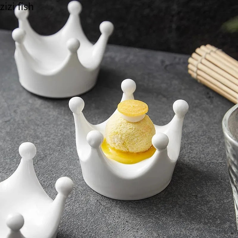 Axya Crown Ceramic Dim Sum Plate Sushi Dessert Dish Molecular Cuisine Tableware