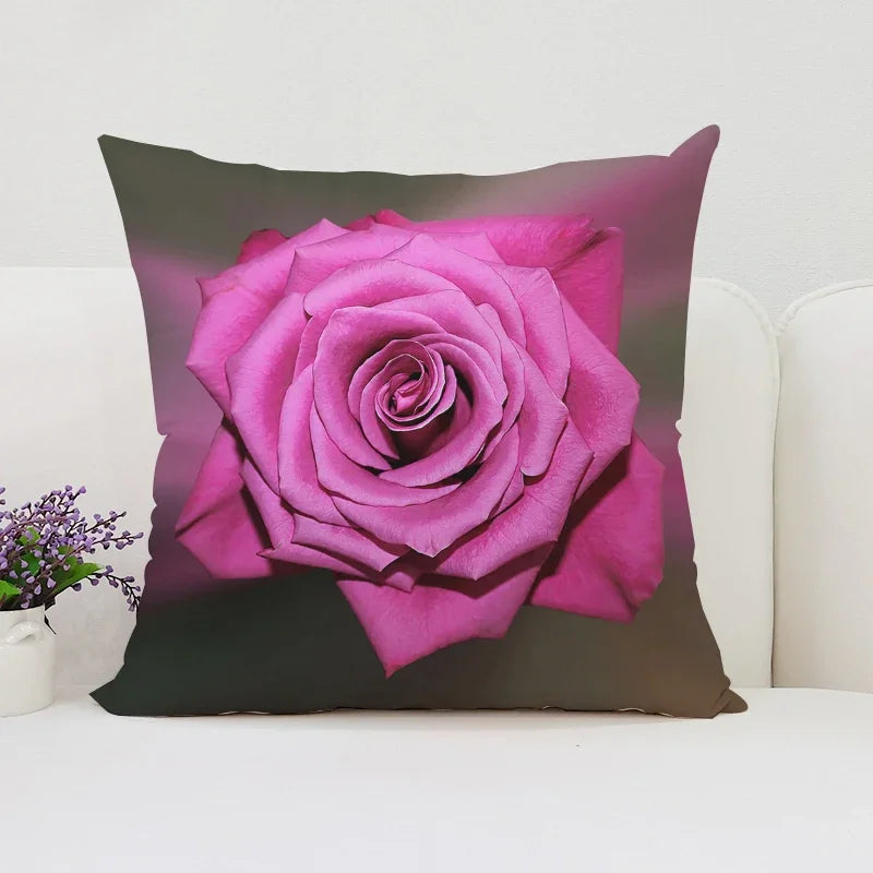Axyaa Roses Flowers Pillow Cover, 45x45, Living Room Cushions, Aesthetic Decor