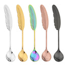 Axyaa Feather Spoons: Stainless Steel TeaSpoons for Coffee, Ice Cream & Desserts