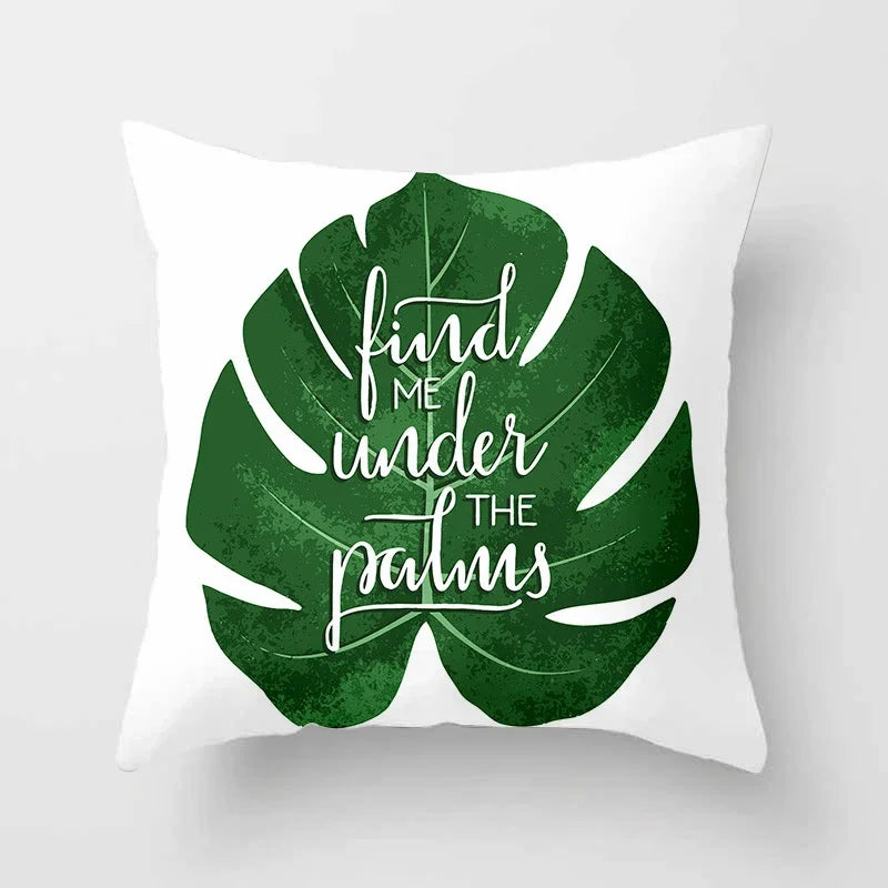 Axyaa Tropical Green Plants Pattern Cushion Cover for Sofas and Decor