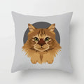 Axyaa Cute Cat Round Head Cushion Cover 45x45cm Polyester Pillowcase Square