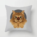 Axyaa Cute Cat Round Head Cushion Cover 45x45cm Polyester Pillowcase Square