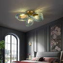 Axyaa Peacock Blue Glass Flower Chandelier for Home Lighting
