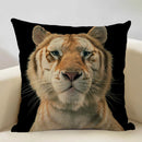 Axyaa Tiger Lion Linen Pillowcase 45x45cm Decorative Cushion Cover for Living Room