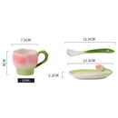 Axyaa 3D Camellia Ceramic Coffee Mug Set